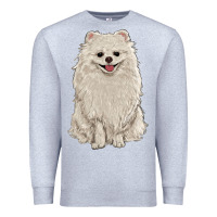 Heather Grey white pomeranian Premium Sweatshirt - RanaPortraitStore