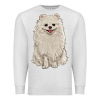 Oatmeal Heather white pomeranian Premium Sweatshirt - RanaPortraitStore