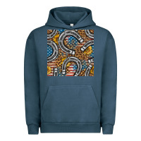 Pigment Midnight Navy American Flag Horseshoe Deamless Pattern Urban Hoodie - BundleAndBundleShop