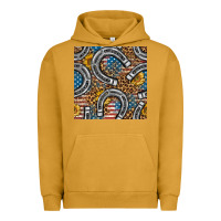 Pigment Peanut Butter American Flag Horseshoe Deamless Pattern Urban Hoodie - BundleAndBundleShop