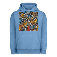 Pigment Pebble Blue American Flag Horseshoe Deamless Pattern Urban Hoodie - BundleAndBundleShop