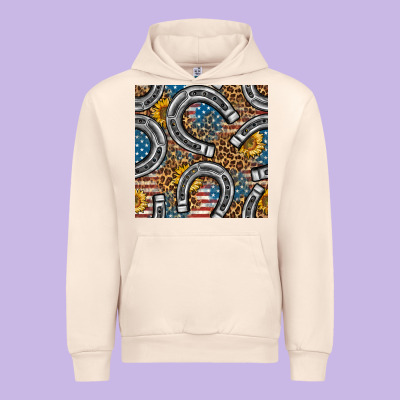 American Flag Horseshoe Deamless Pattern Urban Hoodie Designed By Bundleandbundleshop