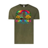 Vintage Olive camp more worry less with caravan Vintage Tee - Artiststas