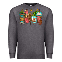 Charcoal Heather cowgirl coffee cups Premium Sweatshirt - Zillion Design Studio
