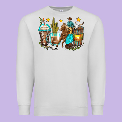 Cowboy Coffee Cups Premium Sweatshirt Designed By Zillion Design Studio