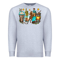 Heather Grey cowboy coffee cups Premium Sweatshirt - Zillion Design Studio