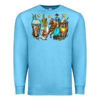 Ocean Blue cowboy coffee cups Premium Sweatshirt - Zillion Design Studio