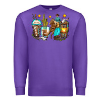 Purple cowboy coffee cups Premium Sweatshirt - Zillion Design Studio