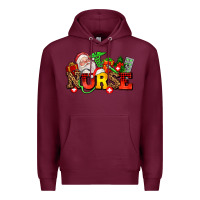 Burgundy nurse with Christmas Premium Hoodie - AdoDesignShop