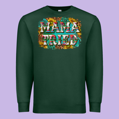 Western Mama Tried With Sunflowers And Gemstone Premium Sweatshirt Designed By Texasbilliewilder