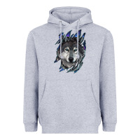 Heather Grey Wolf scratch mark Heavyweight Hoodie - RanaPortraitStore