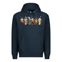 Navy skeleton coffee cups Premium Hoodie - Jasminsmagicworld