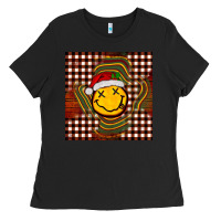 Black Christmas smiley face Ladies Tee - BarkalooDesign