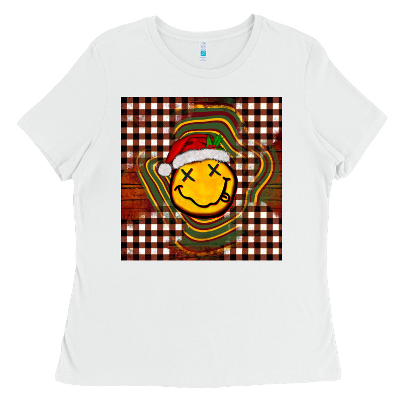 Christmas Smiley Face Ladies Tee by BarkalooDesign | Teevron