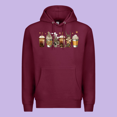 Skeleton Coffee Cups Premium Hoodie Designed By Jasminsmagicworld
