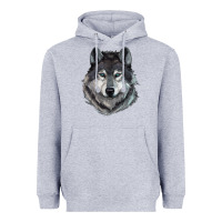 Heather Grey Wolf Heavyweight Hoodie - RanaPortraitStore