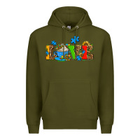 Army Green autism coffee cup with sunflower Premium Hoodie - AdoDesignShop