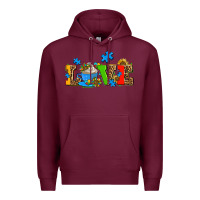 Burgundy autism coffee cup with sunflower Premium Hoodie - AdoDesignShop