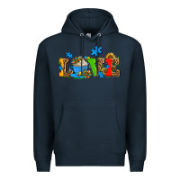 Navy autism coffee cup with sunflower Premium Hoodie - AdoDesignShop