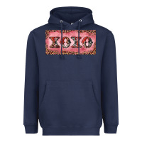 Navy Xoxo cowhide and leopard Heavyweight Hoodie - RanaPortraitStore