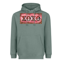 Sage Xoxo cowhide and leopard Heavyweight Hoodie - RanaPortraitStore