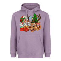 Lavender santa and reindeer Heavyweight Hoodie - Zillion Design Studio