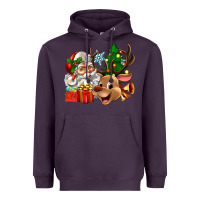 Plum santa and reindeer Heavyweight Hoodie - Zillion Design Studio
