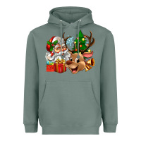 Sage santa and reindeer Heavyweight Hoodie - Zillion Design Studio