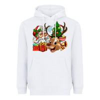 White santa and reindeer Heavyweight Hoodie - Zillion Design Studio