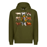 Army Green western cowsand sunflowers Premium Hoodie - AdoDesignShop