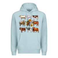 Blue Mist western cowsand sunflowers Premium Hoodie - AdoDesignShop