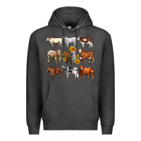 Charcoal Heather western cowsand sunflowers Premium Hoodie - AdoDesignShop