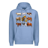 Colony Blue western cowsand sunflowers Premium Hoodie - AdoDesignShop