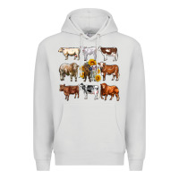 Dove Grey western cowsand sunflowers Premium Hoodie - AdoDesignShop