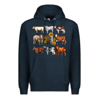 Navy western cowsand sunflowers Premium Hoodie - AdoDesignShop