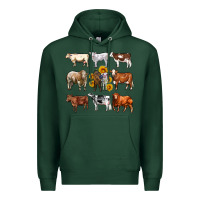 Sports Green western cowsand sunflowers Premium Hoodie - AdoDesignShop