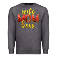 Charcoal Heather wife mom boss Premium Sweatshirt - texasbilliewilder