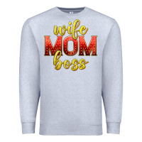 Heather Grey wife mom boss Premium Sweatshirt - texasbilliewilder