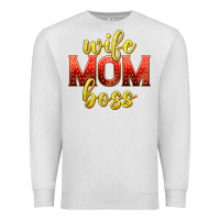 Oatmeal Heather wife mom boss Premium Sweatshirt - texasbilliewilder