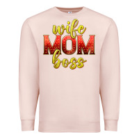 Pale Pink wife mom boss Premium Sweatshirt - texasbilliewilder
