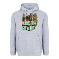 Heather Grey ride em cowboy Heavyweight Hoodie - texasbilliewilder