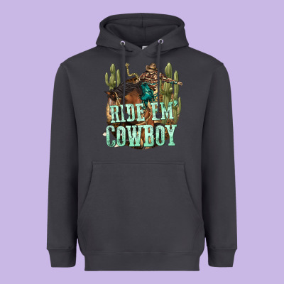 Ride Em Cowboy Heavyweight Hoodie Designed By Texasbilliewilder
