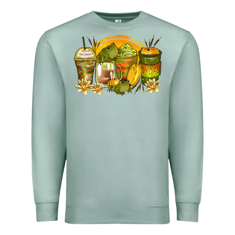 Frog Coffee Cups Premium Sweatshirt by Zillion Design Studio | Teevron