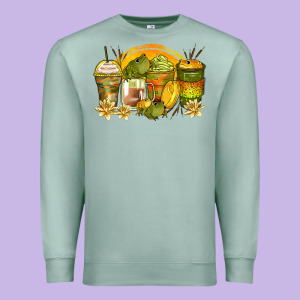 Frog Coffee Cups Premium Sweatshirt Designed By Zillion Design Studio