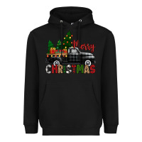 Black merry christmas with black truck Heavyweight Hoodie - Zillion Design Studio