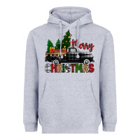 Heather Grey merry christmas with black truck Heavyweight Hoodie - Zillion Design Studio