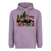 Lavender merry christmas with black truck Heavyweight Hoodie - Zillion Design Studio