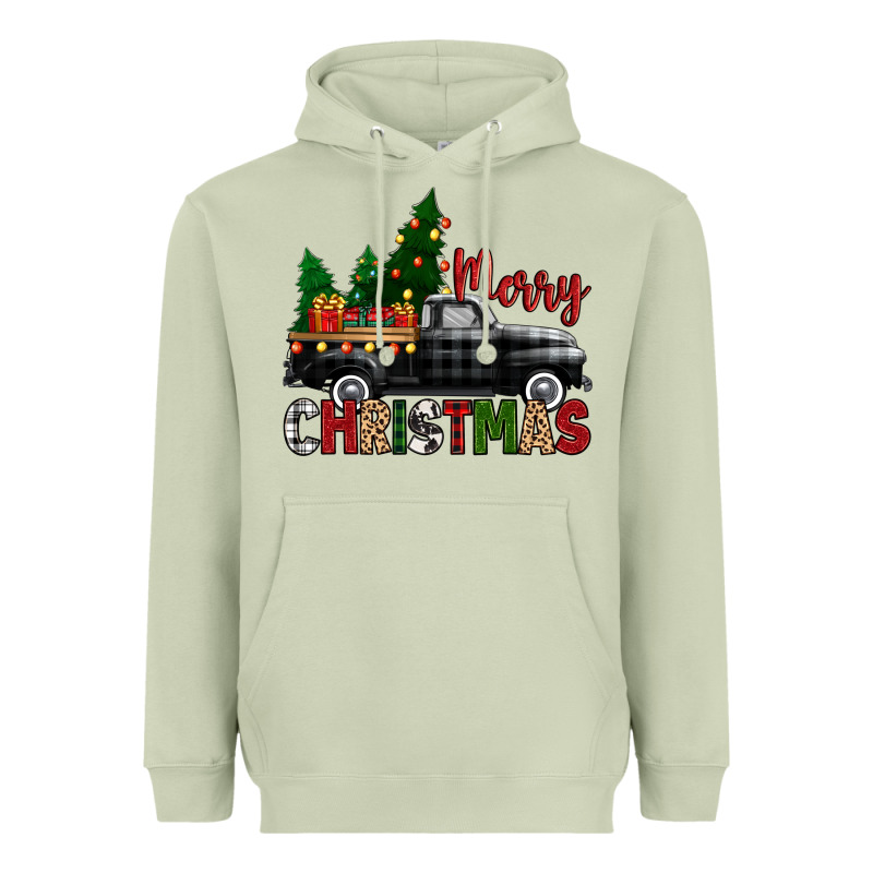 Merry Christmas With Black Truck Heavyweight Hoodie by Zillion Design Studio | Teevron