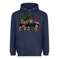 Navy merry christmas with black truck Heavyweight Hoodie - Zillion Design Studio