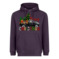 Plum merry christmas with black truck Heavyweight Hoodie - Zillion Design Studio